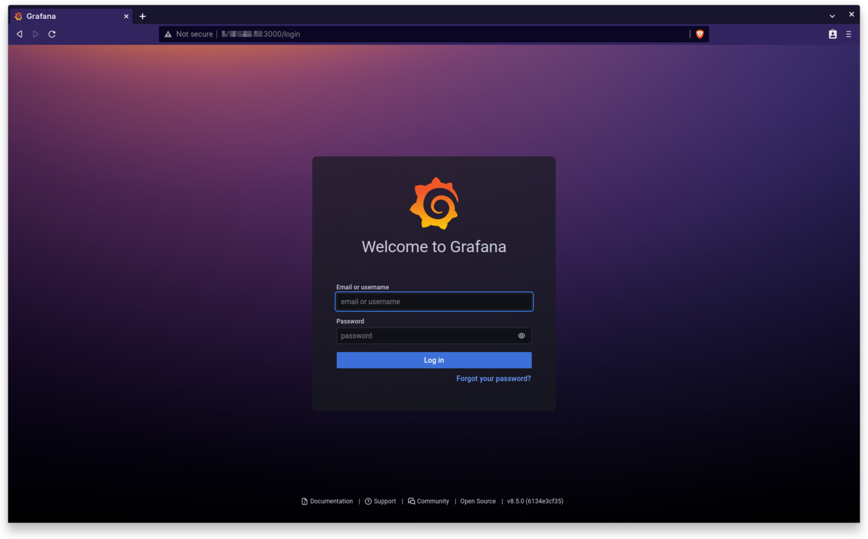 Grafana Login Screen