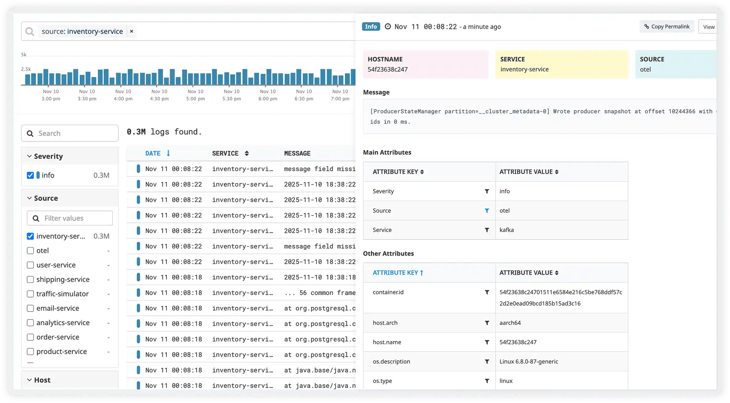 SCREENSHOT: Atatus log management view