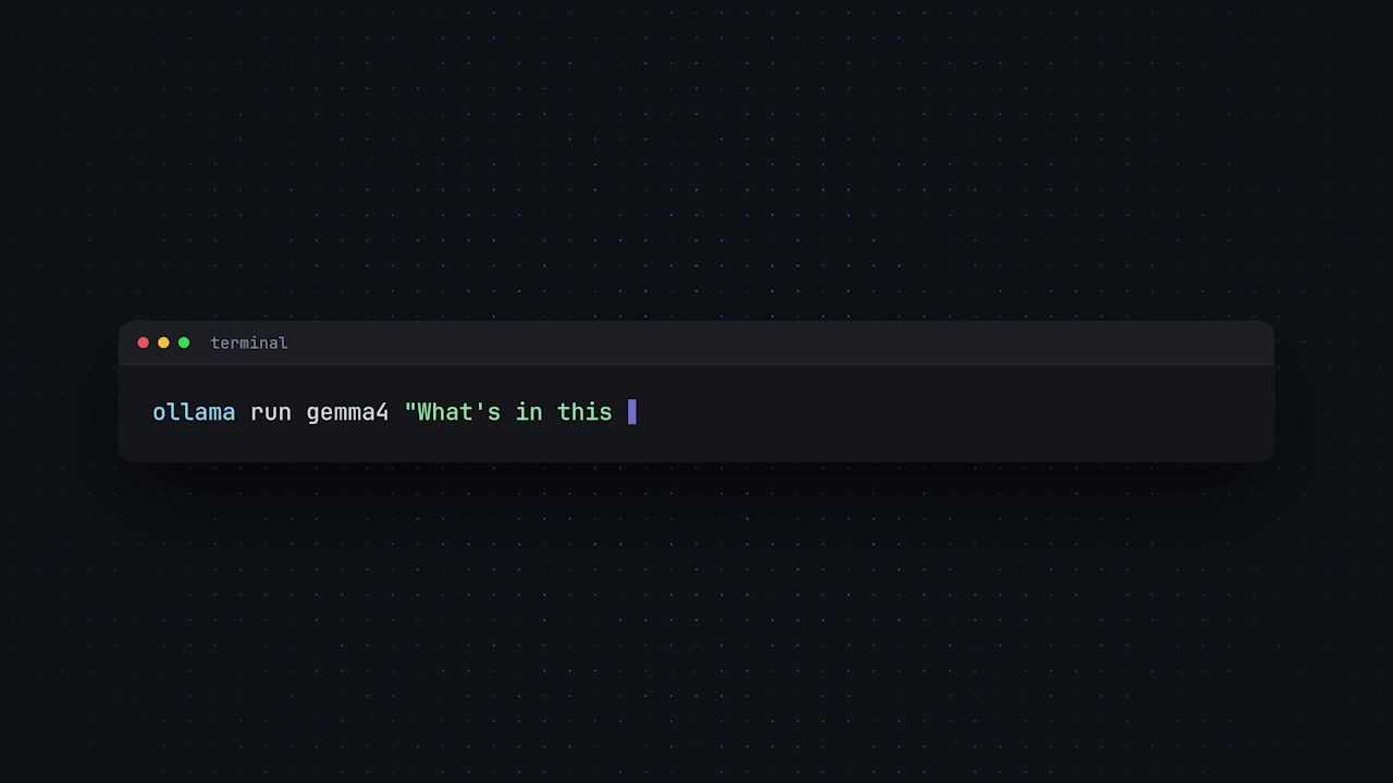 The full terminal command for running image analysis with Ollama and Gemma4.