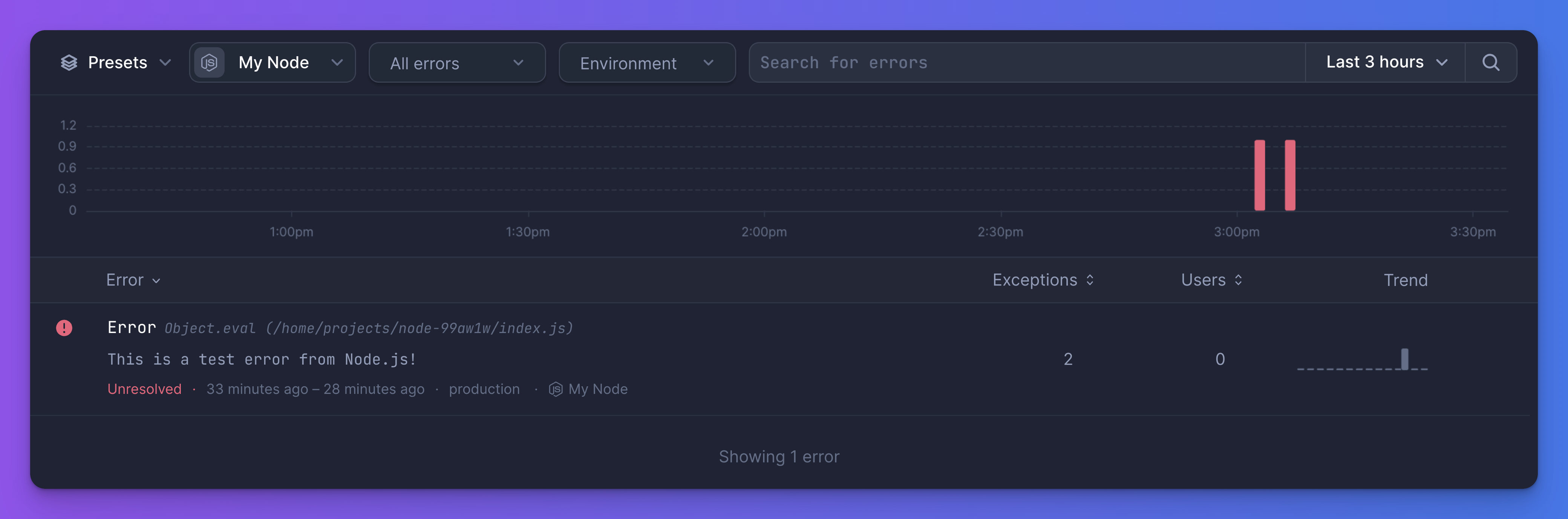 First error in Better stack