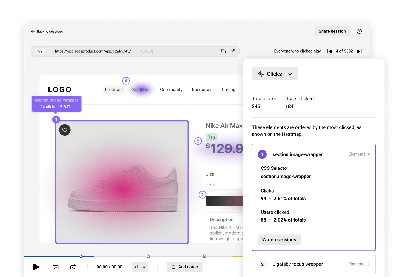 Screenshot of heatmaps