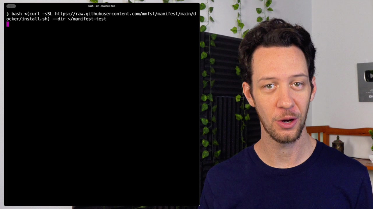 Terminal showing the execution of the curl command initiating the Manifest self-host installer
