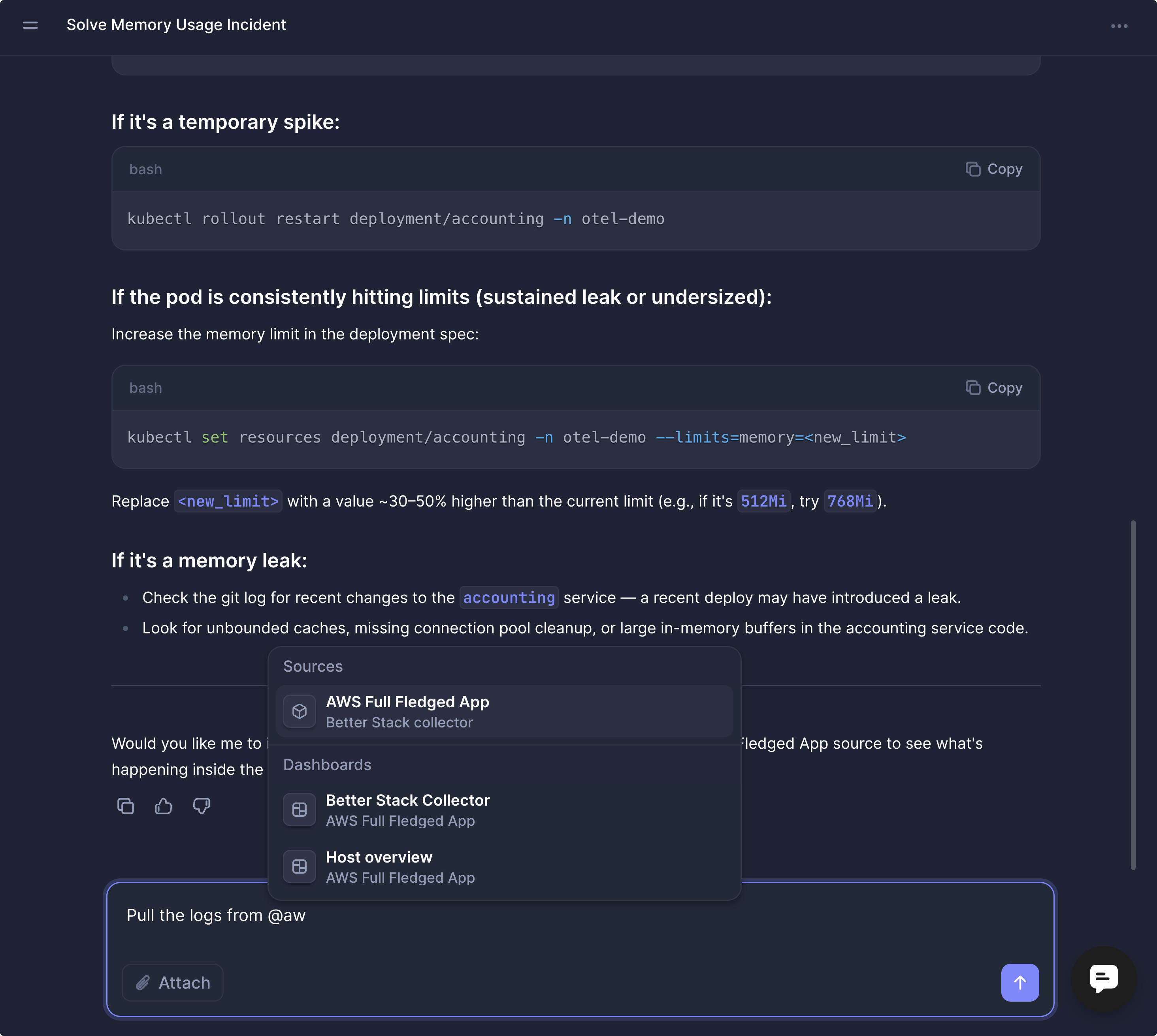 Incident AI SRE analysis