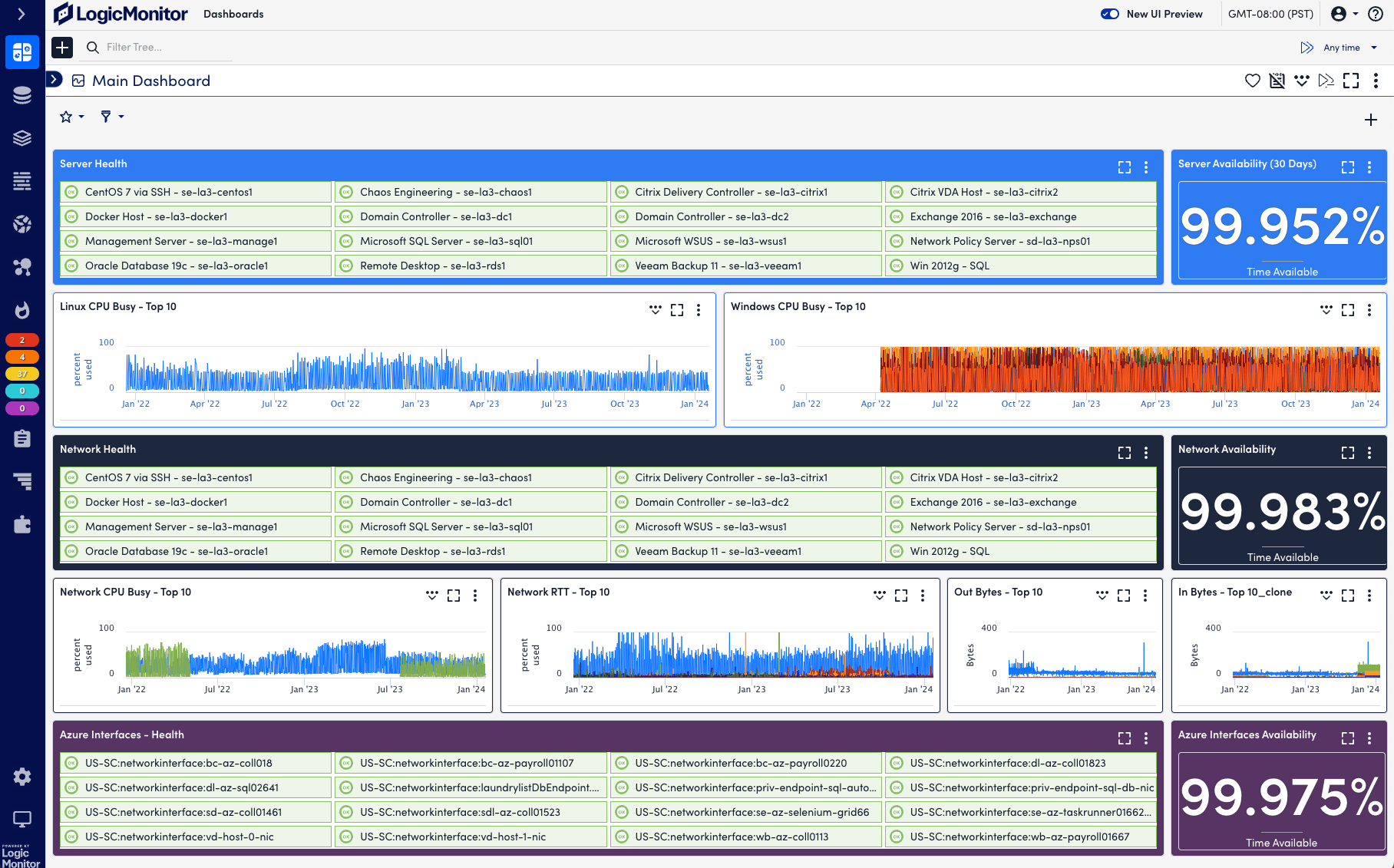 Screenshot of LogicMonitor UI