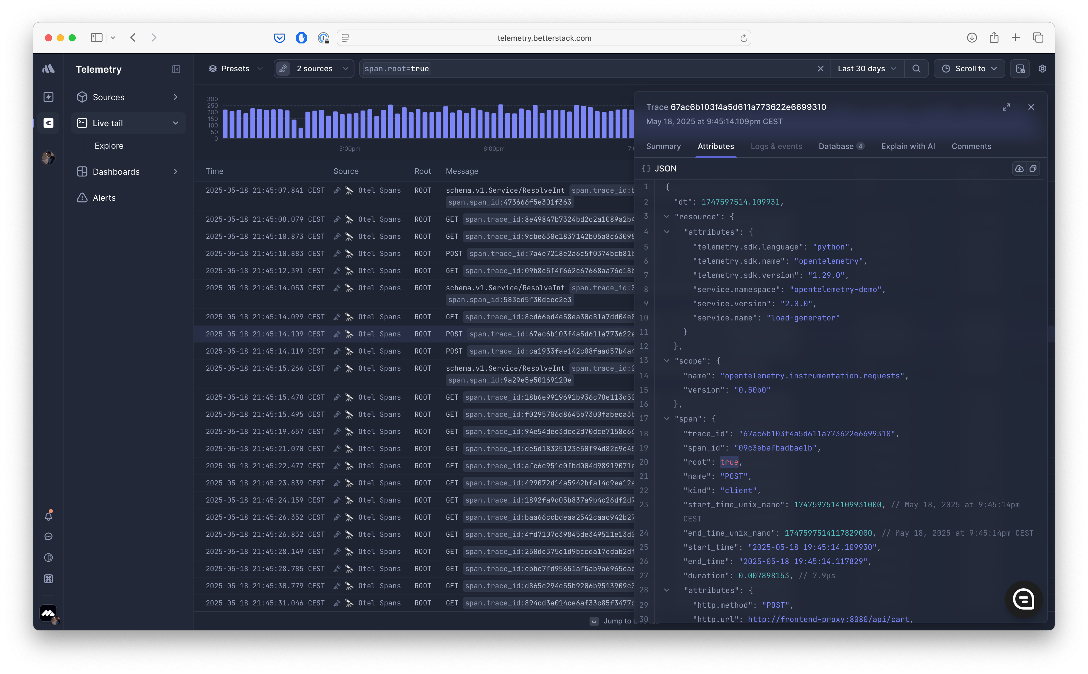 Screenshot of Better Stack UI