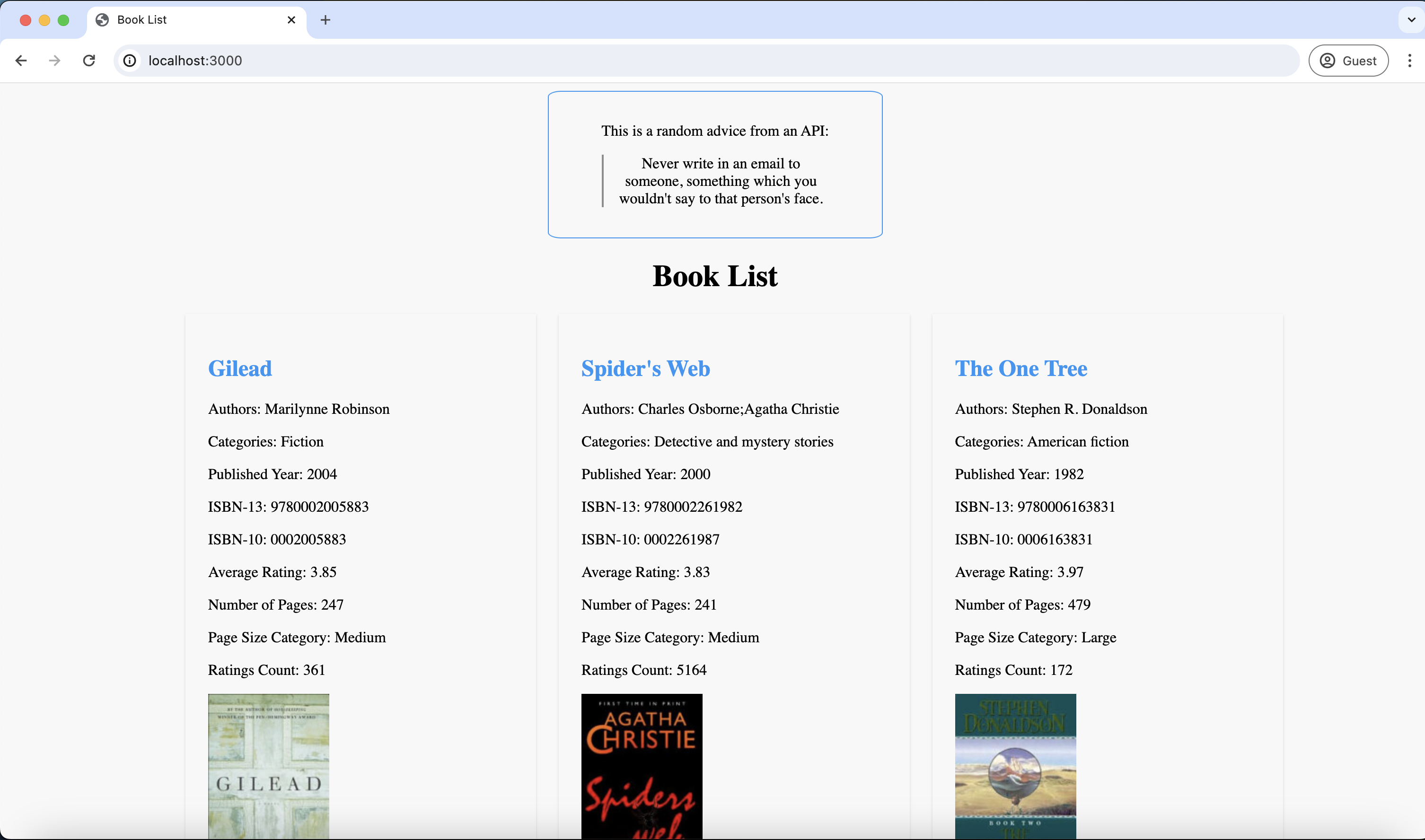 Screenshot of the homepage