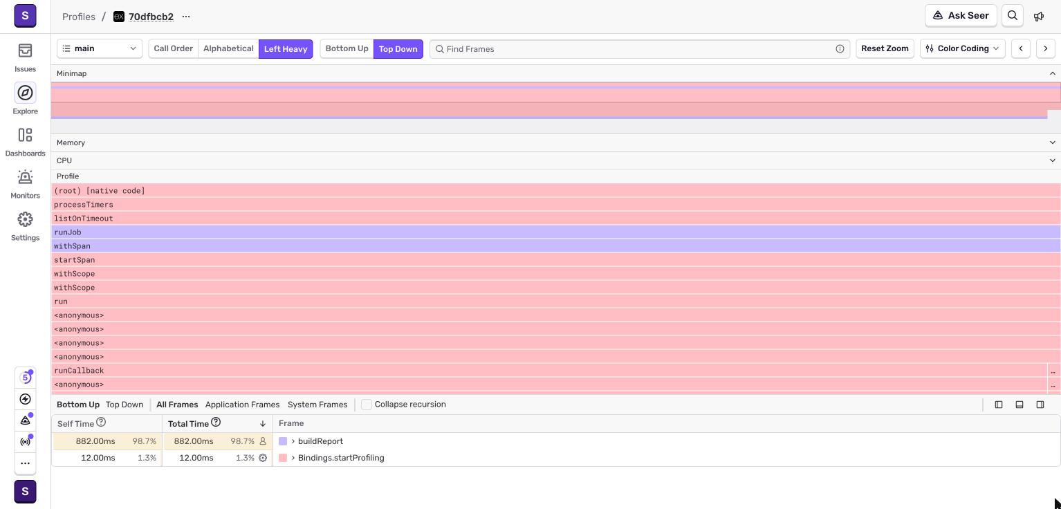 Screenshot: sentry-28-job-profile-buildreport
