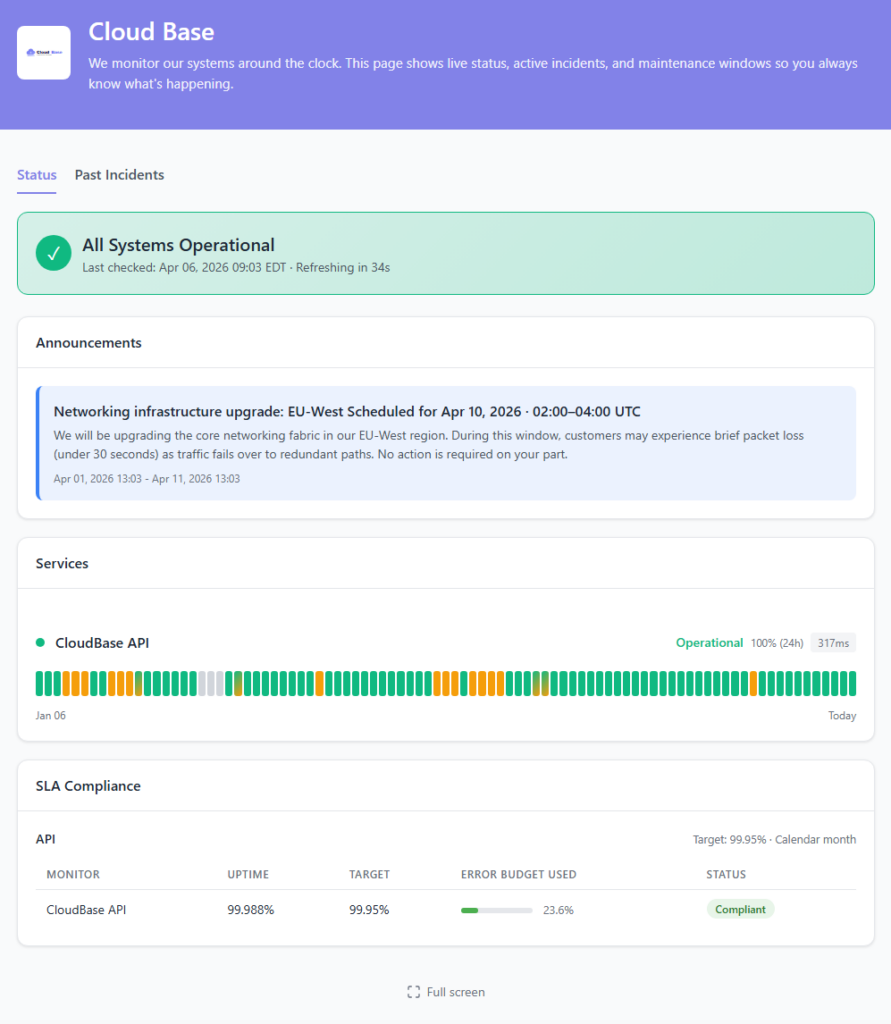 SCREENSHOT: StatusDrift incident timeline view