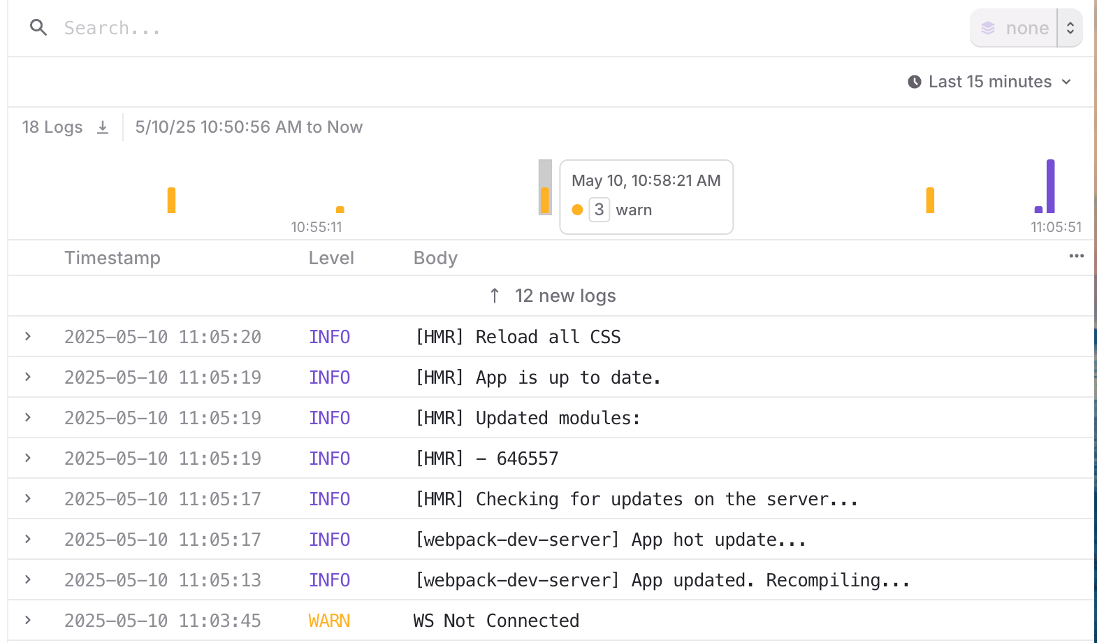 SCREENSHOT: LaunchDarkly log view with flag variation filter showing logs filtered to a specific flag