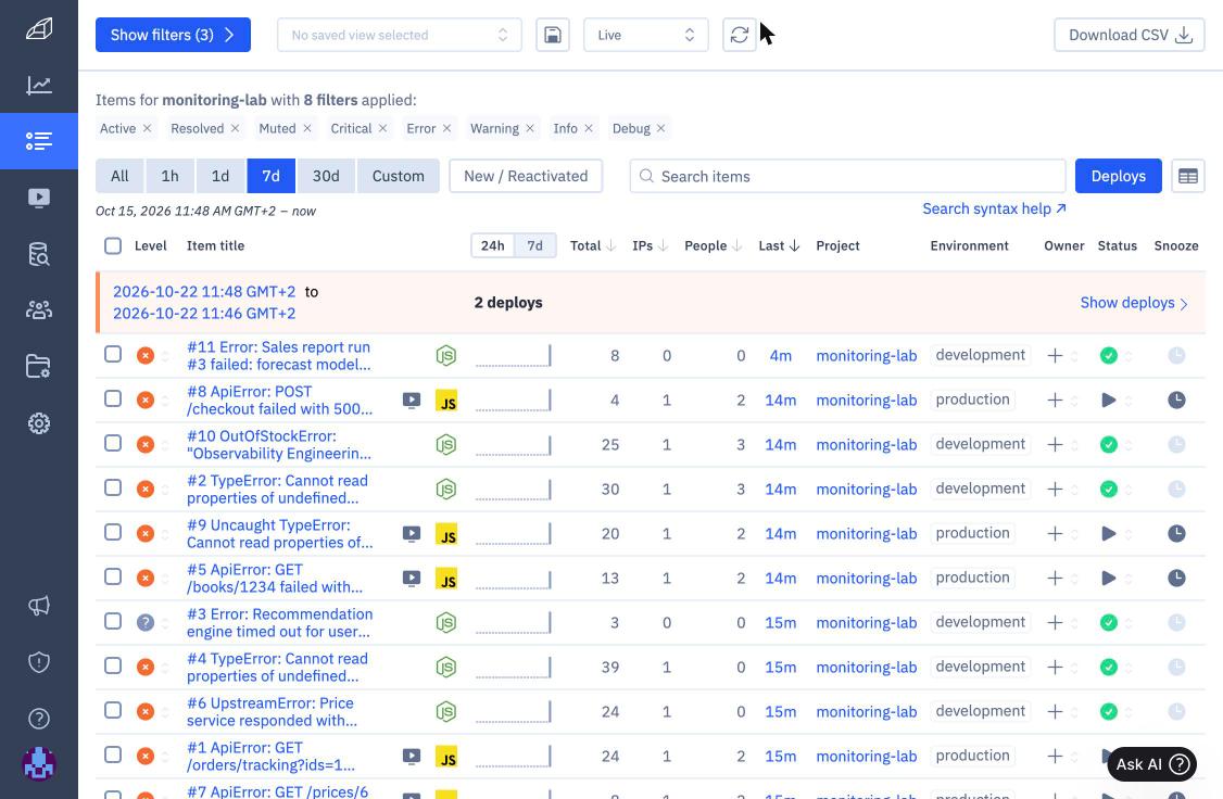 Rollbar items auto-resolved by the 1.2.0 deploy