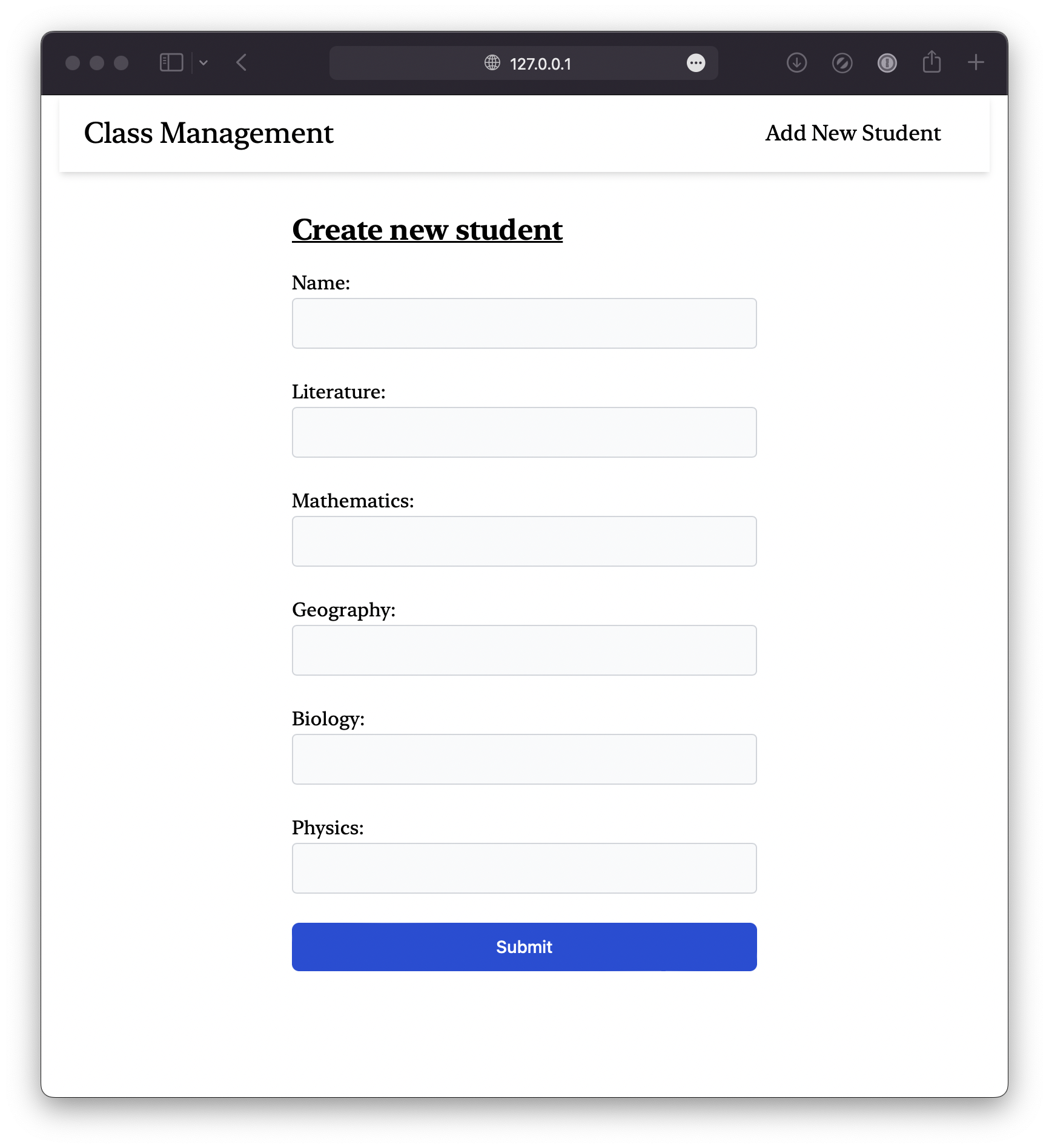 Class Management App Create