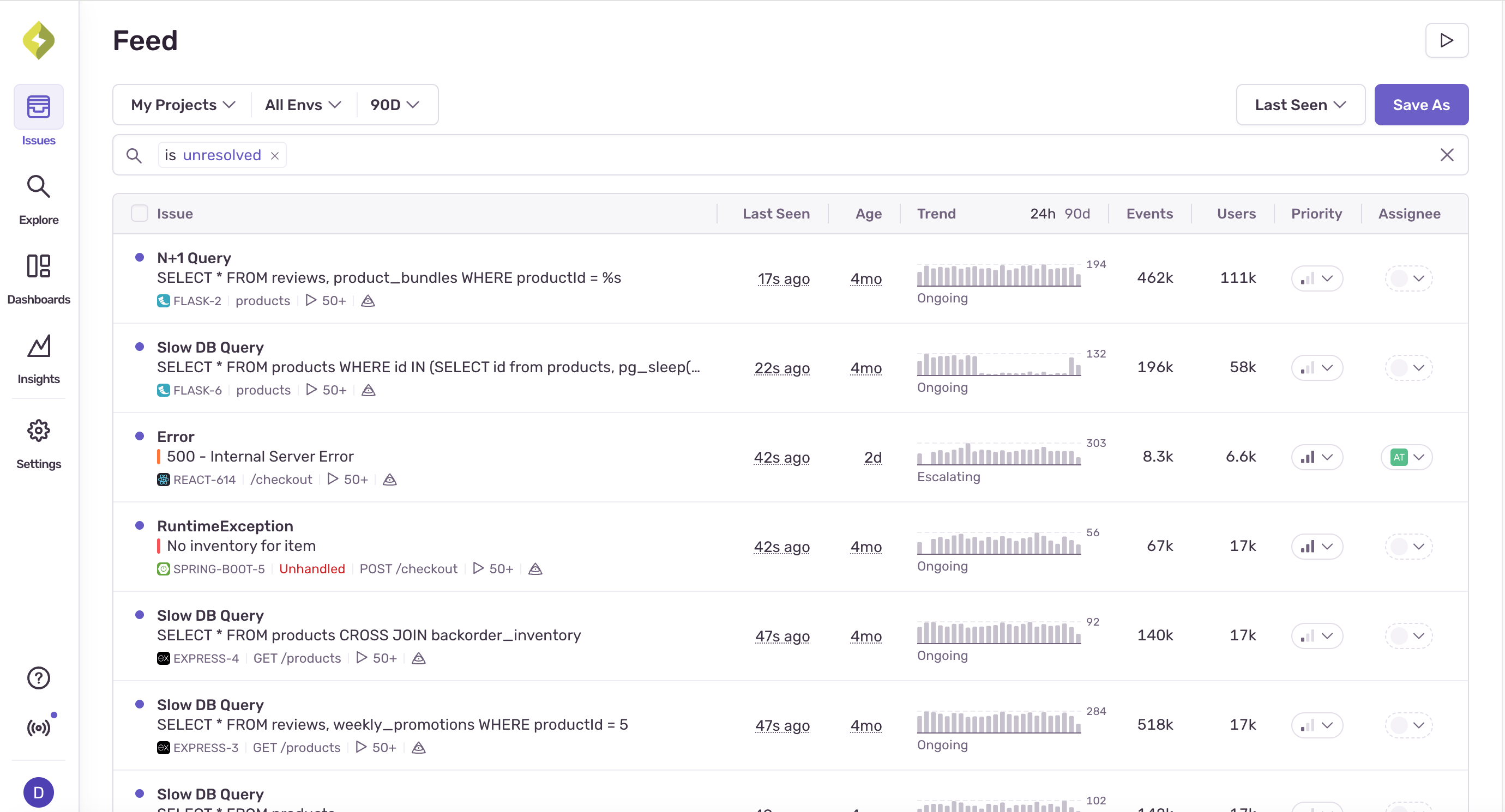 Sentry issue details page showing stack trace, linked logs, trace waterfall, and replay in one view