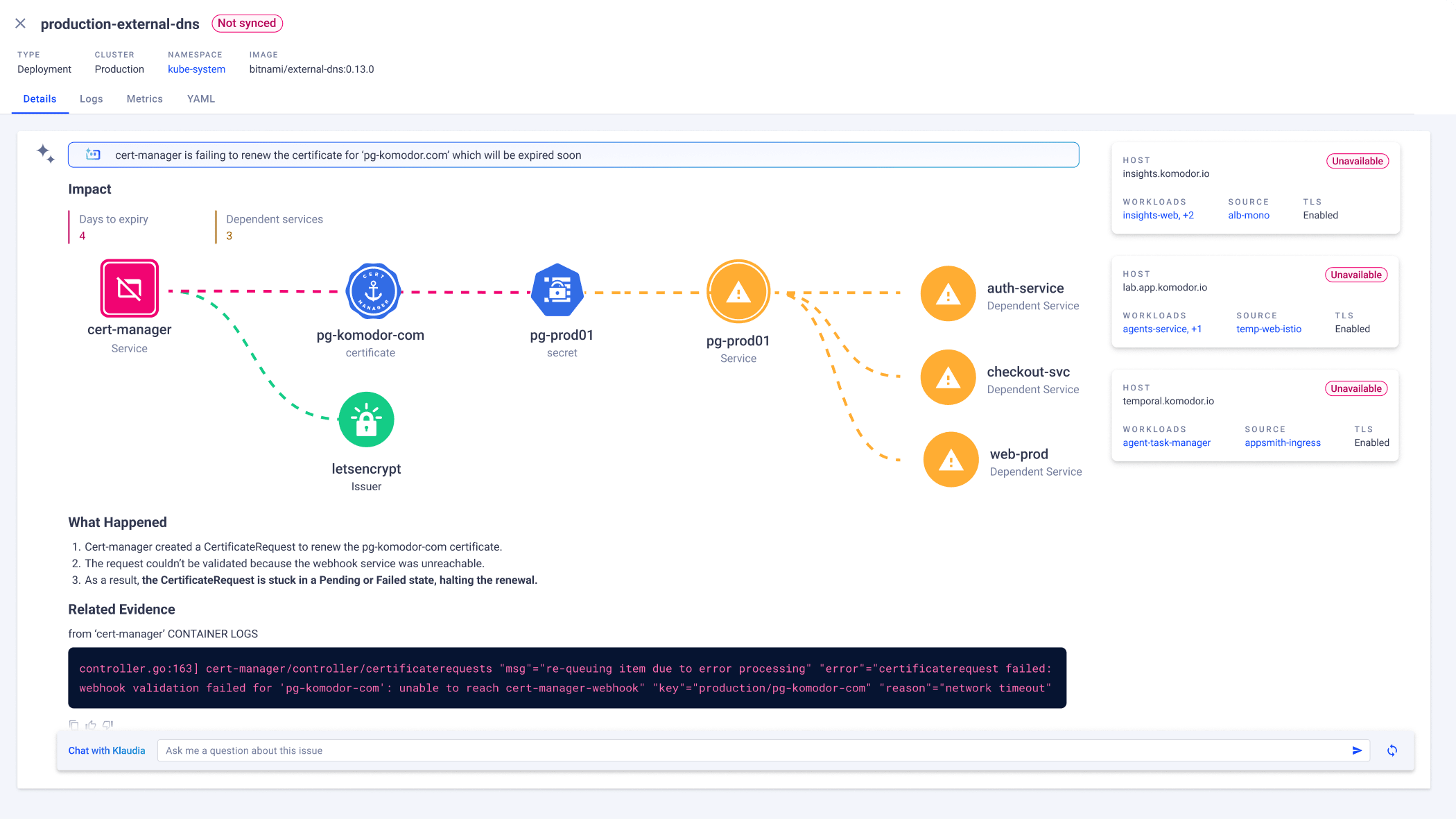 Screenshot of Komodor
