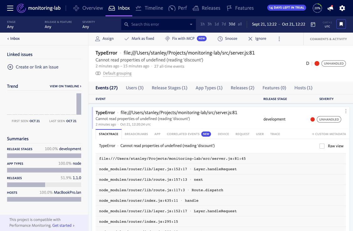 BugSnag coupon crash reopened with its release split