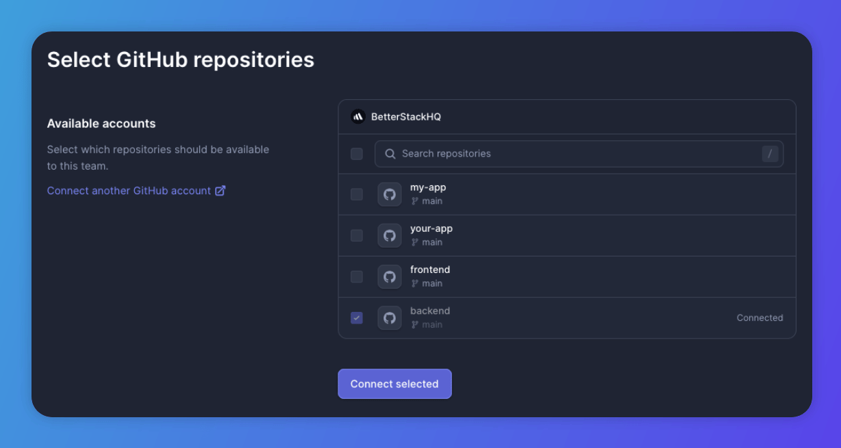 GitHub integration settings