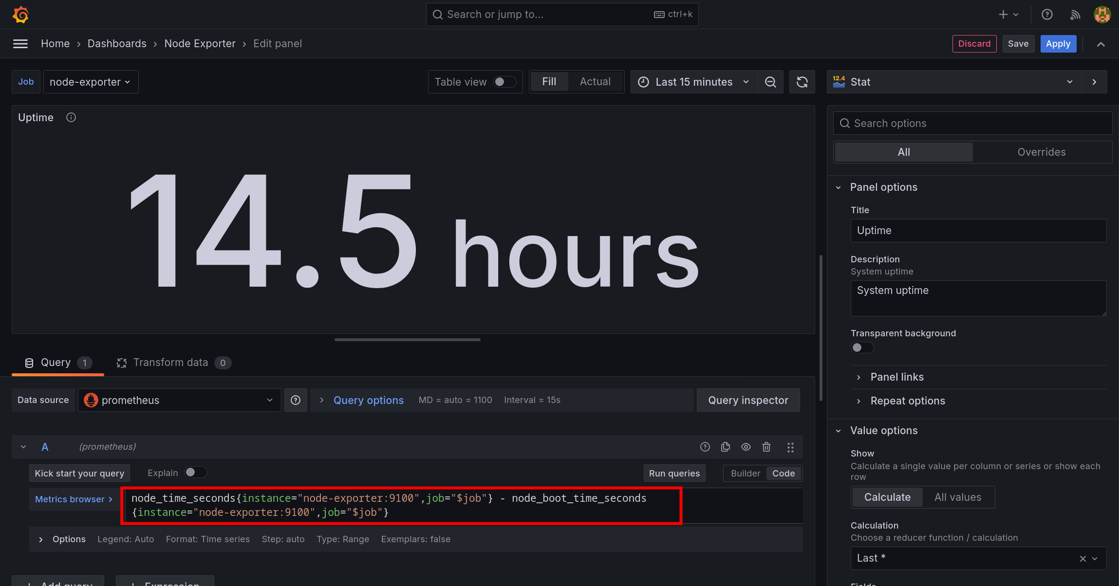 Save panel after using variable in Grafana