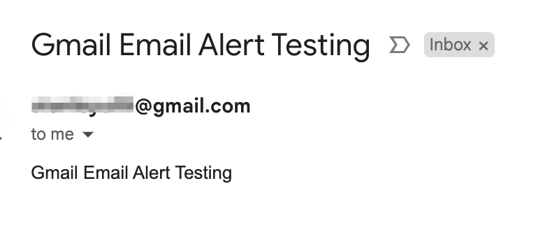 Screenshot of Gmail notification