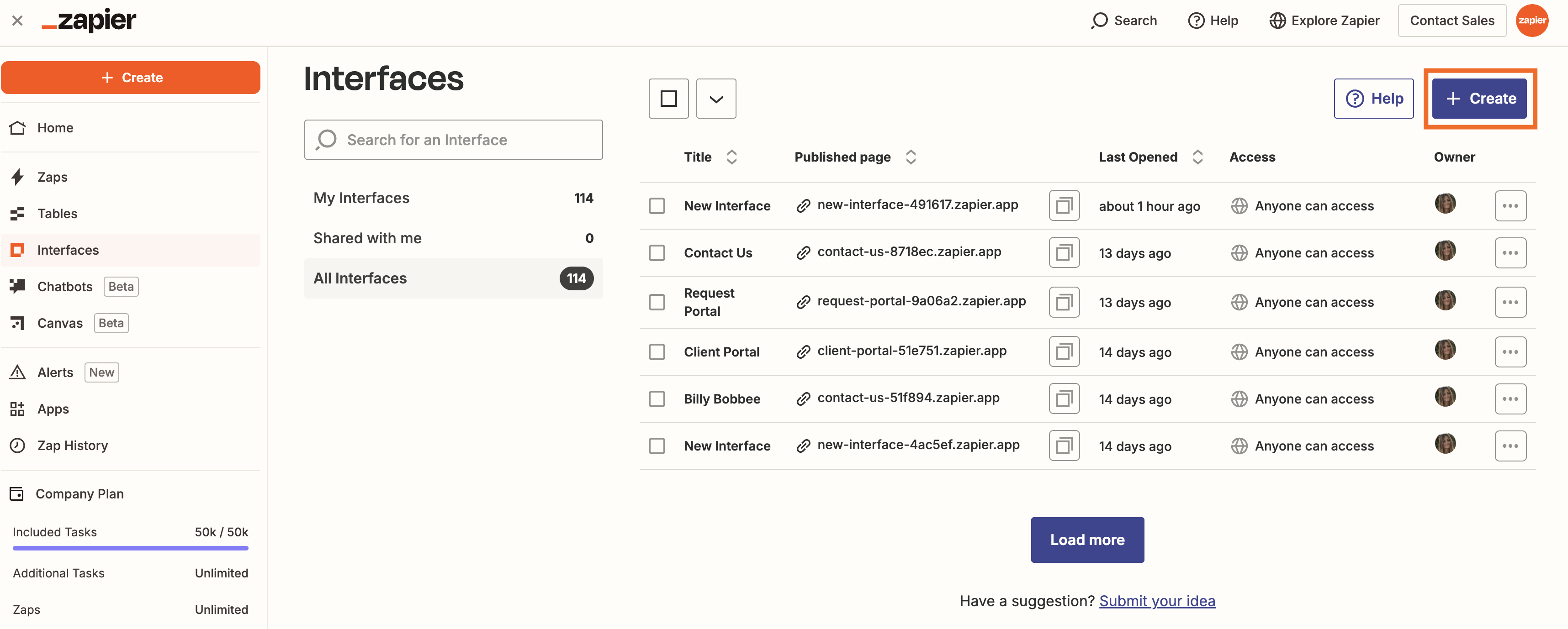 Screenshot of Zapier