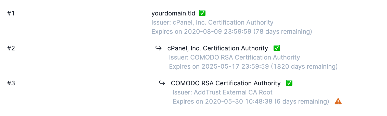 Screenshot of certificate chain root expiration