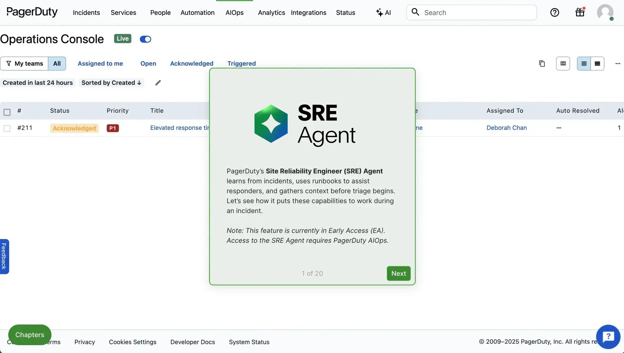 Screenshot of Anavattic sre agent tour