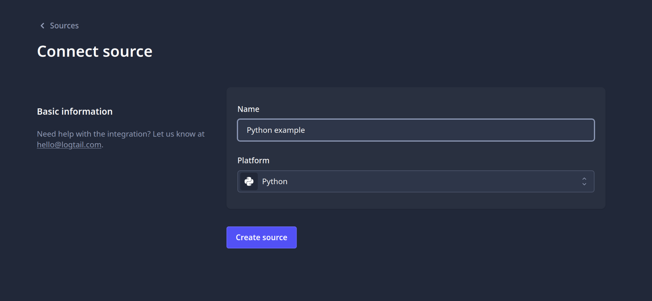 Create a Python Logging source
