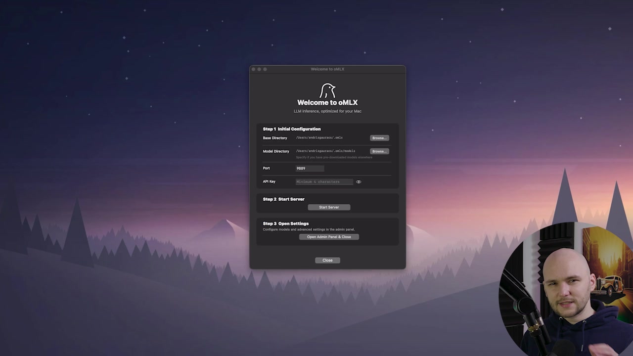 Clean "Welcome to oMLX" initial configuration window
