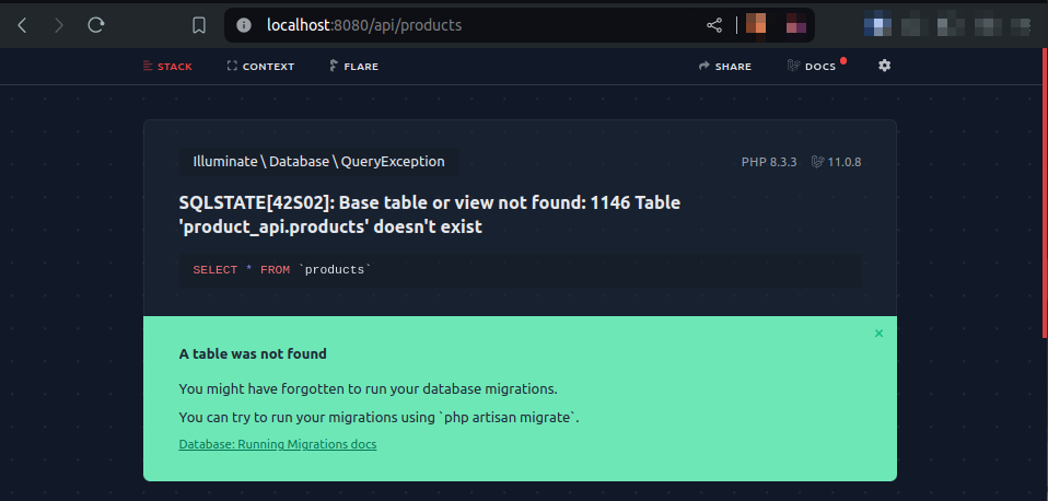 Base table not found error