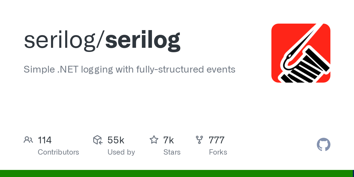 Screenshot of Serilog Github homepage