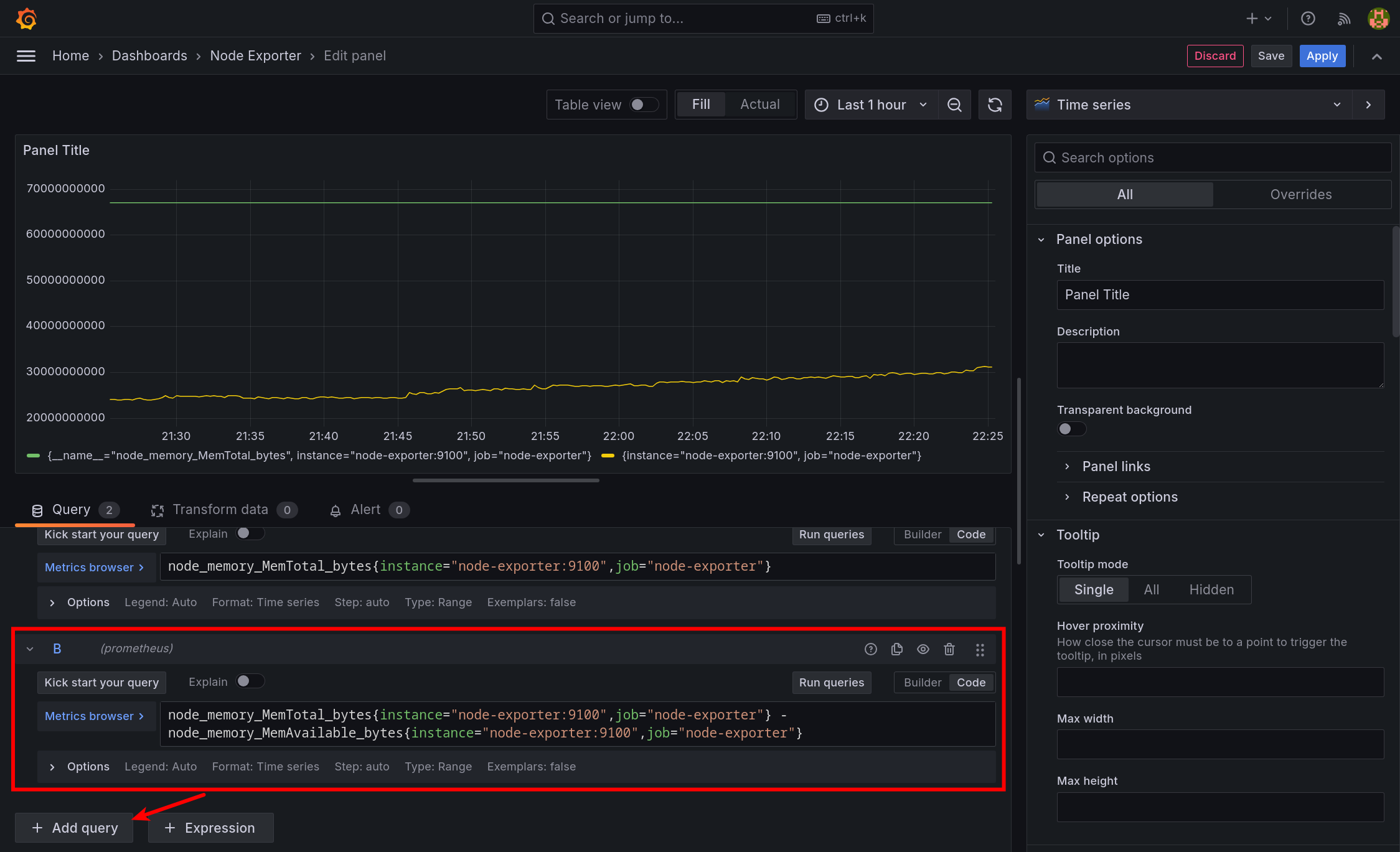 Calculating memory usage in Grafana