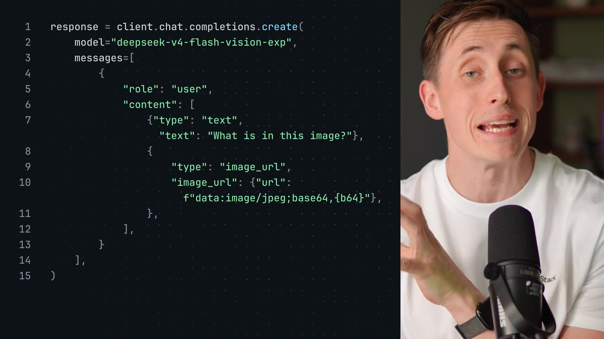A code snippet demonstrating how to structure an API call with a Base64 encoded image.