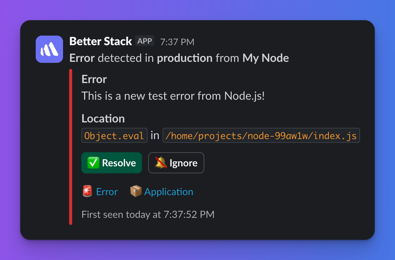 Slack alert