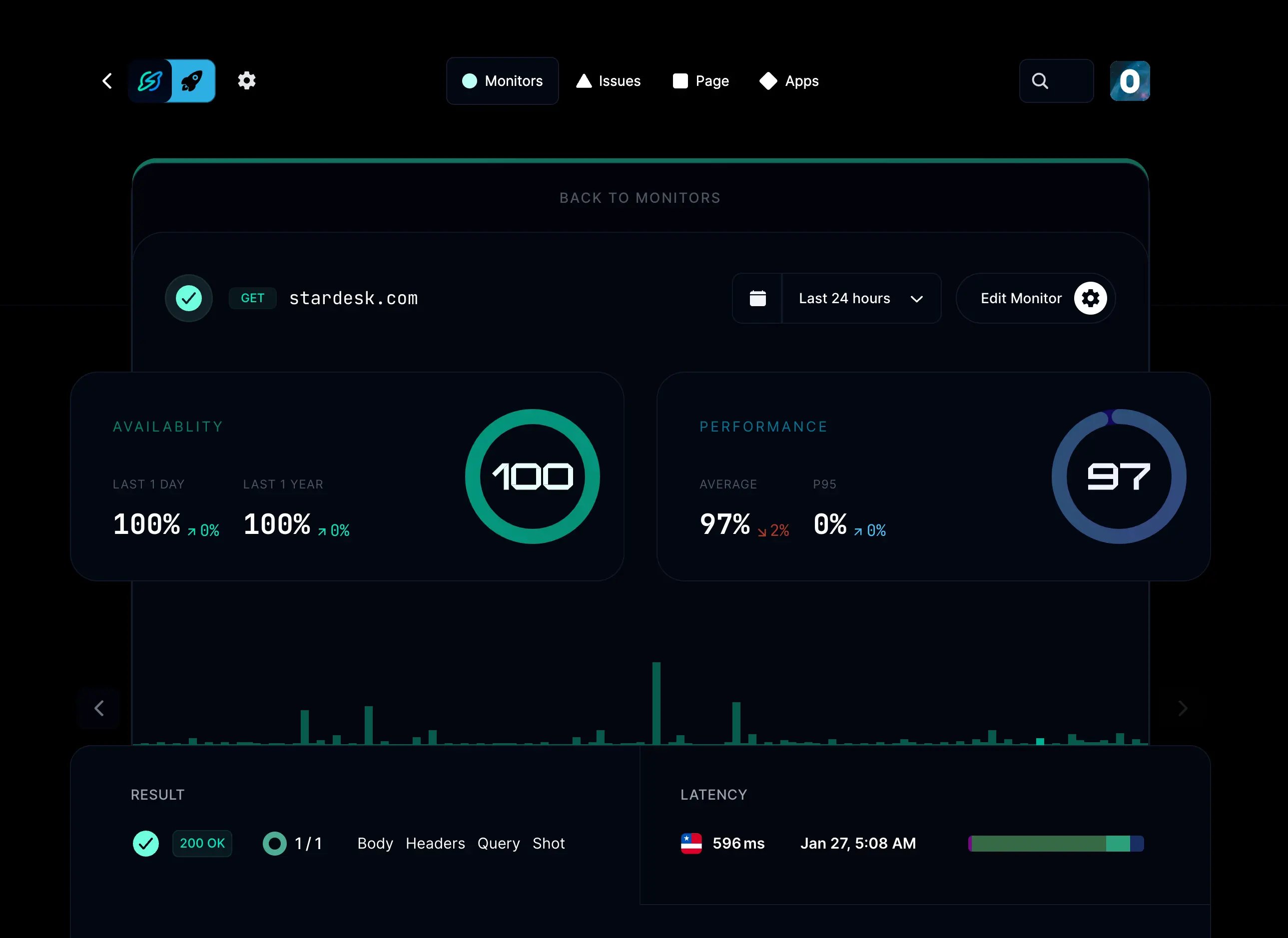 SCREENSHOT: Instatus monitoring dashboard
