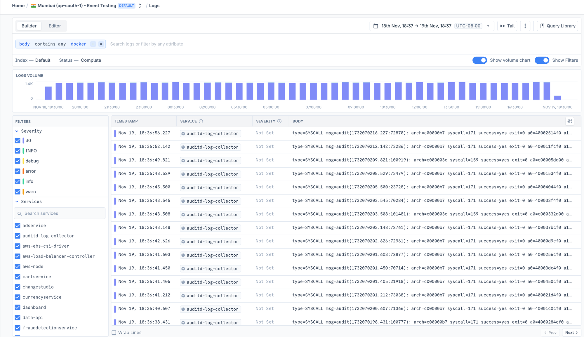 SCREENSHOT: Last9 Explore logs view