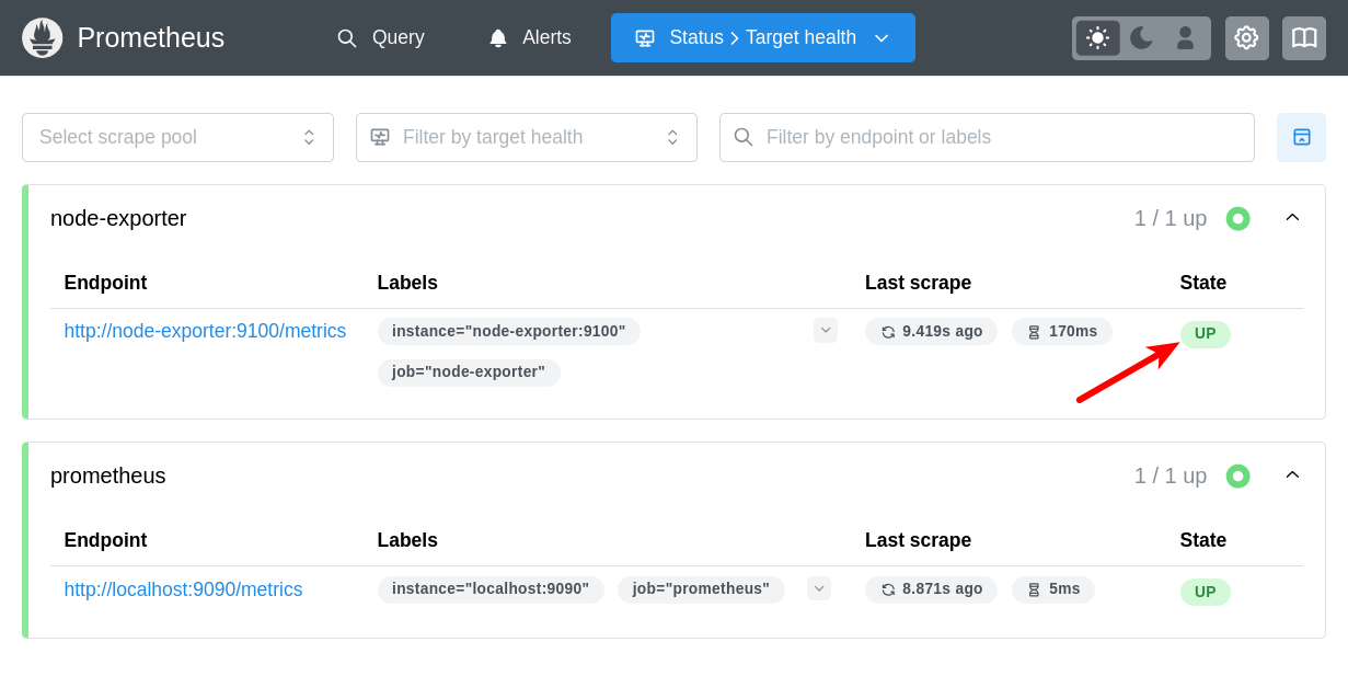 Prometheus targets interface