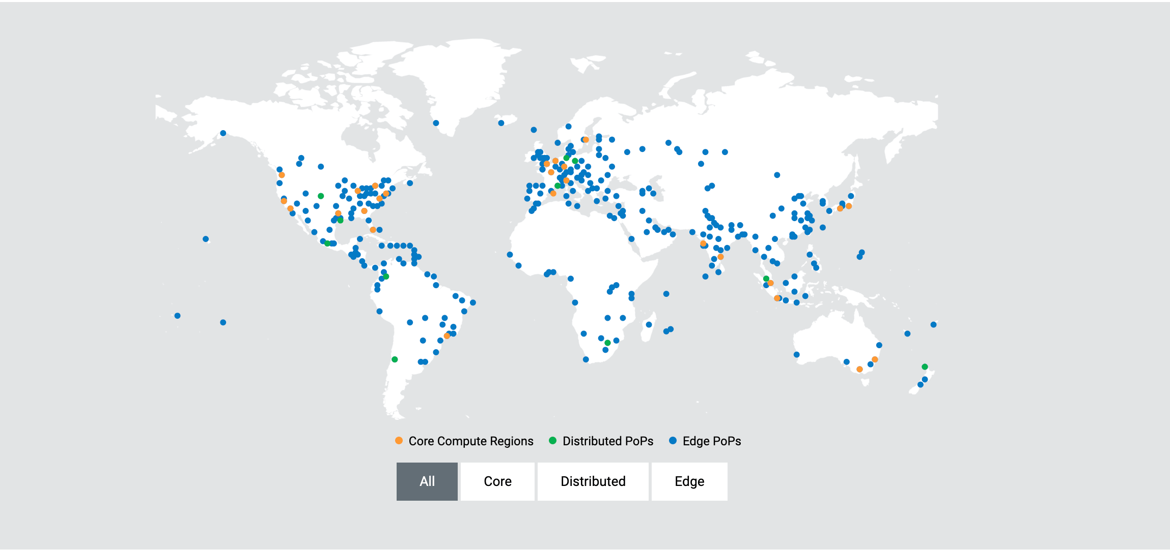 Akamai Cloud core and distributed compute regions on the edge network