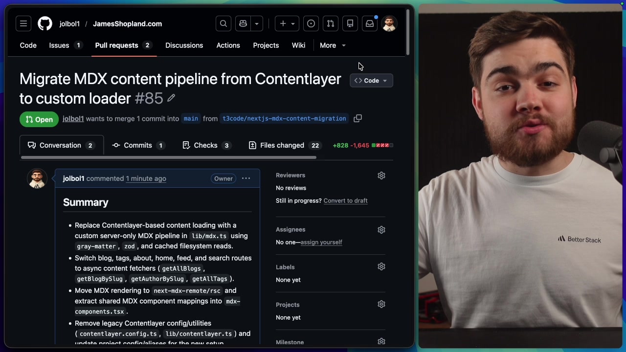 Newly created GitHub pull request page automatically opened by T3 Code