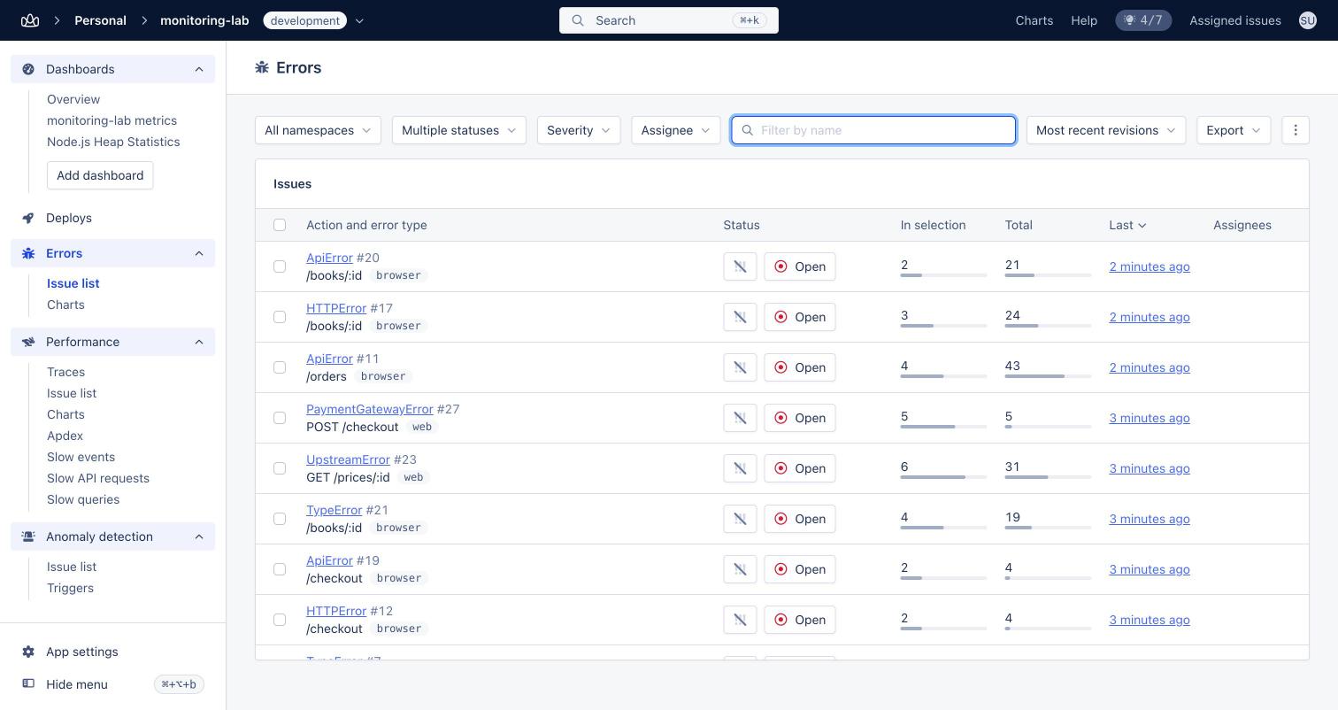 AppSignal errors list on release 1.2.0