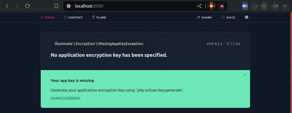 Application key error