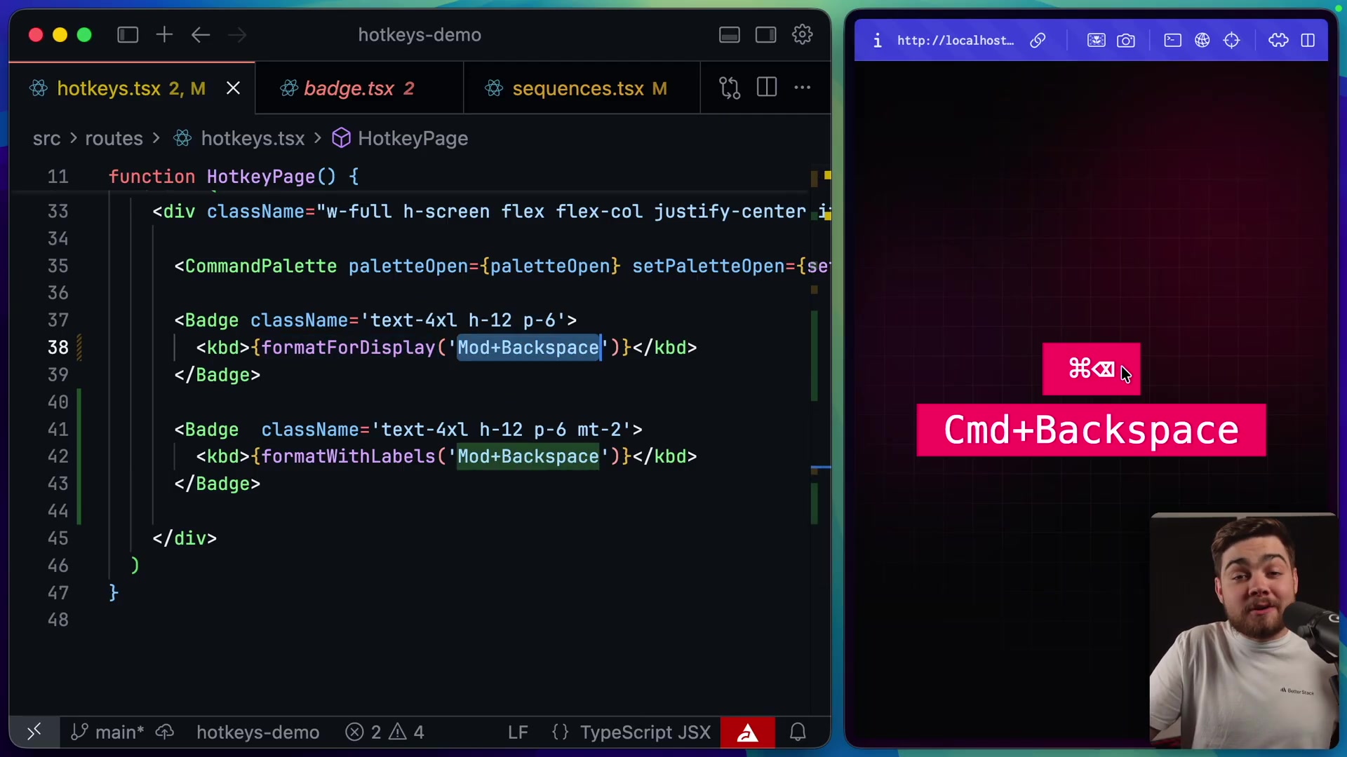 A comparison of the output from `formatForDisplay` (using symbols) and `formatWithLabels` (using text).