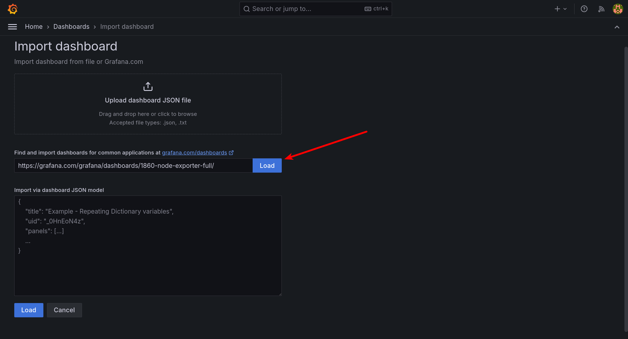 Adding dashboard URL in Grafana