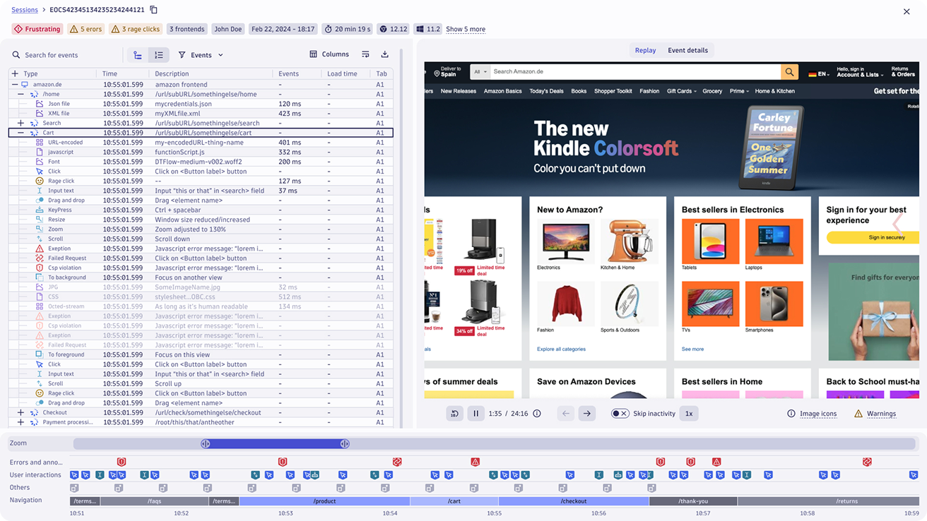 Screenshot of dynatrace RUM