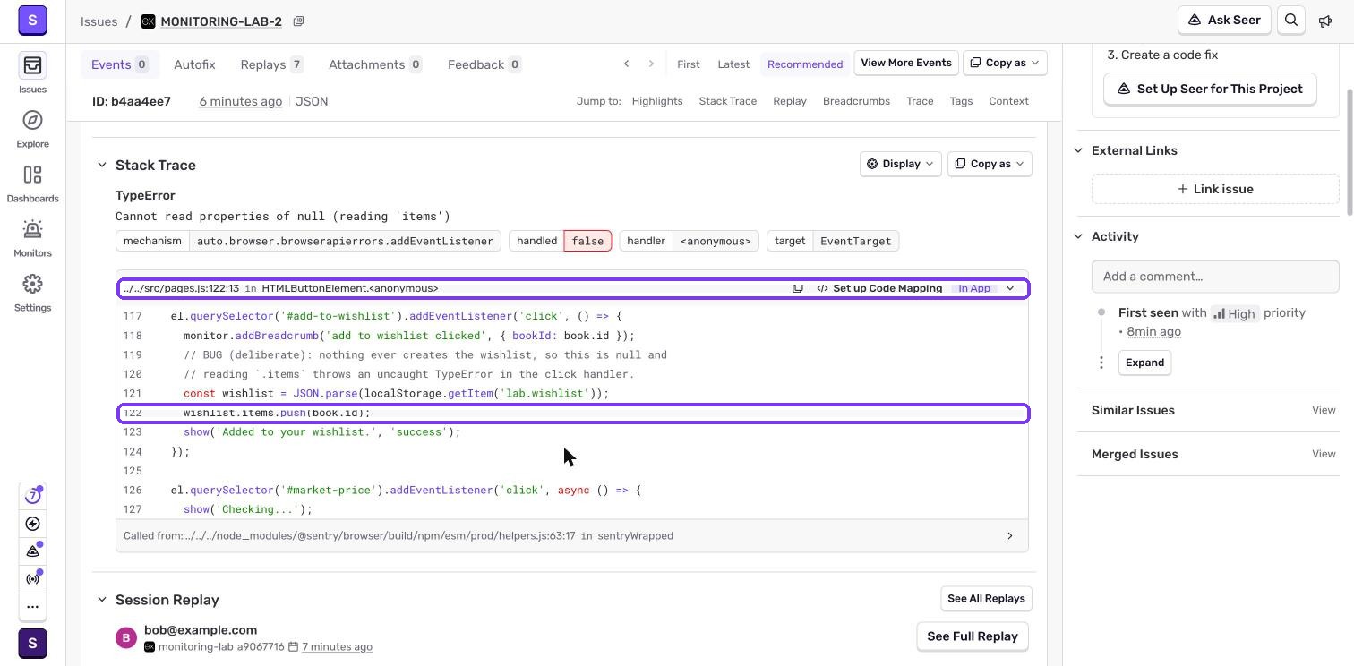 Sentry wishlist error mapped to pages.js line 122