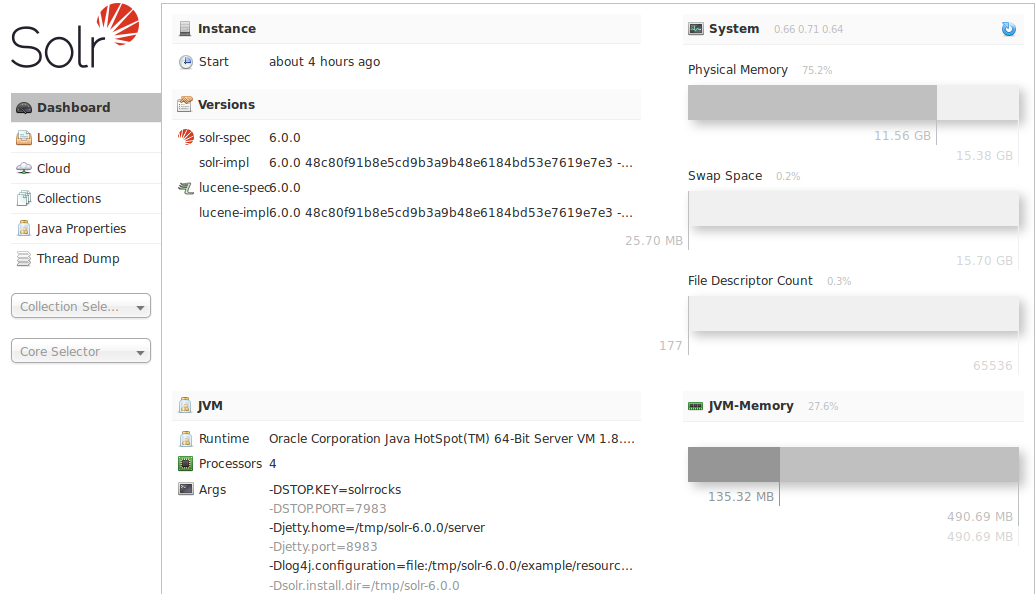 Screenshot of Apache Lucene UI