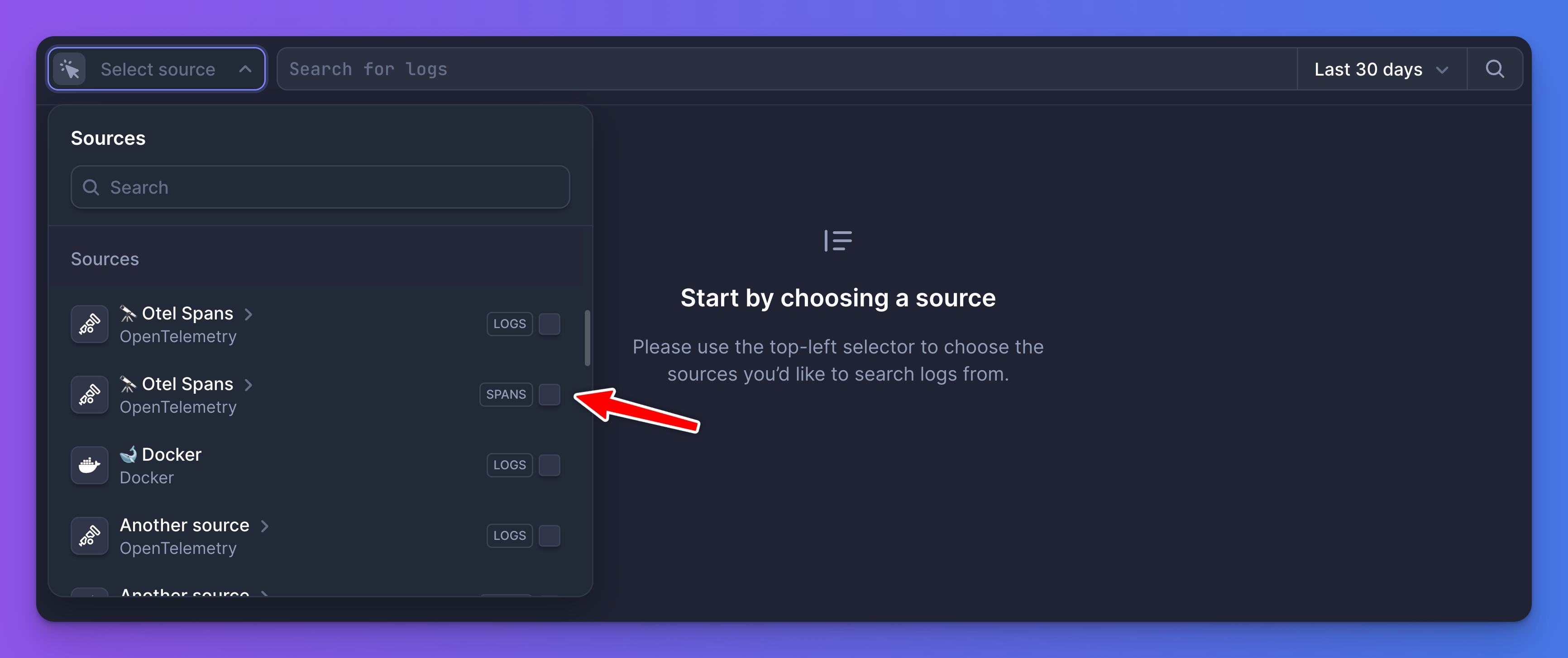 Start by choosing a span source