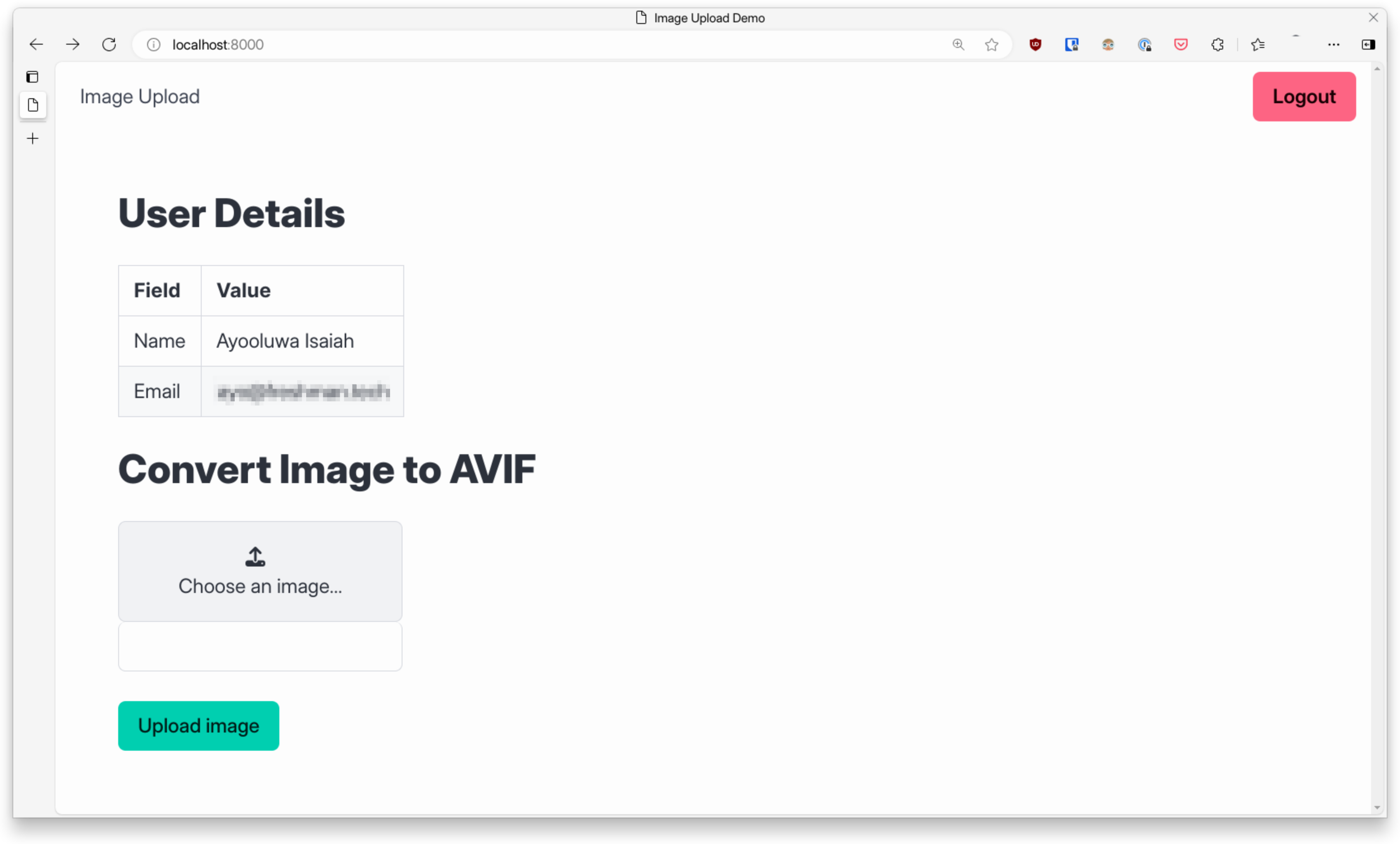 Image Upload Service Authenticated