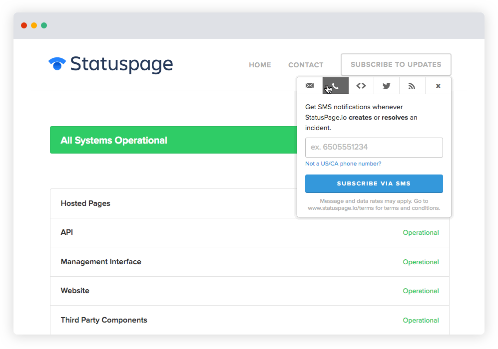 SCREENSHOT: Atlassian Statuspage public page example
