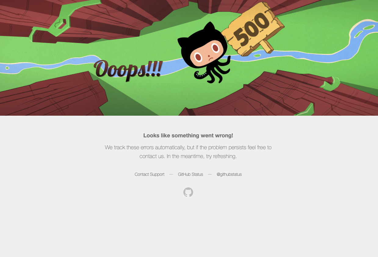 GitHub 500 error page