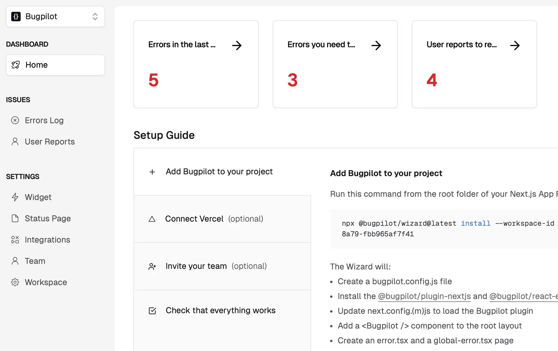 Bugpilot's error tracking