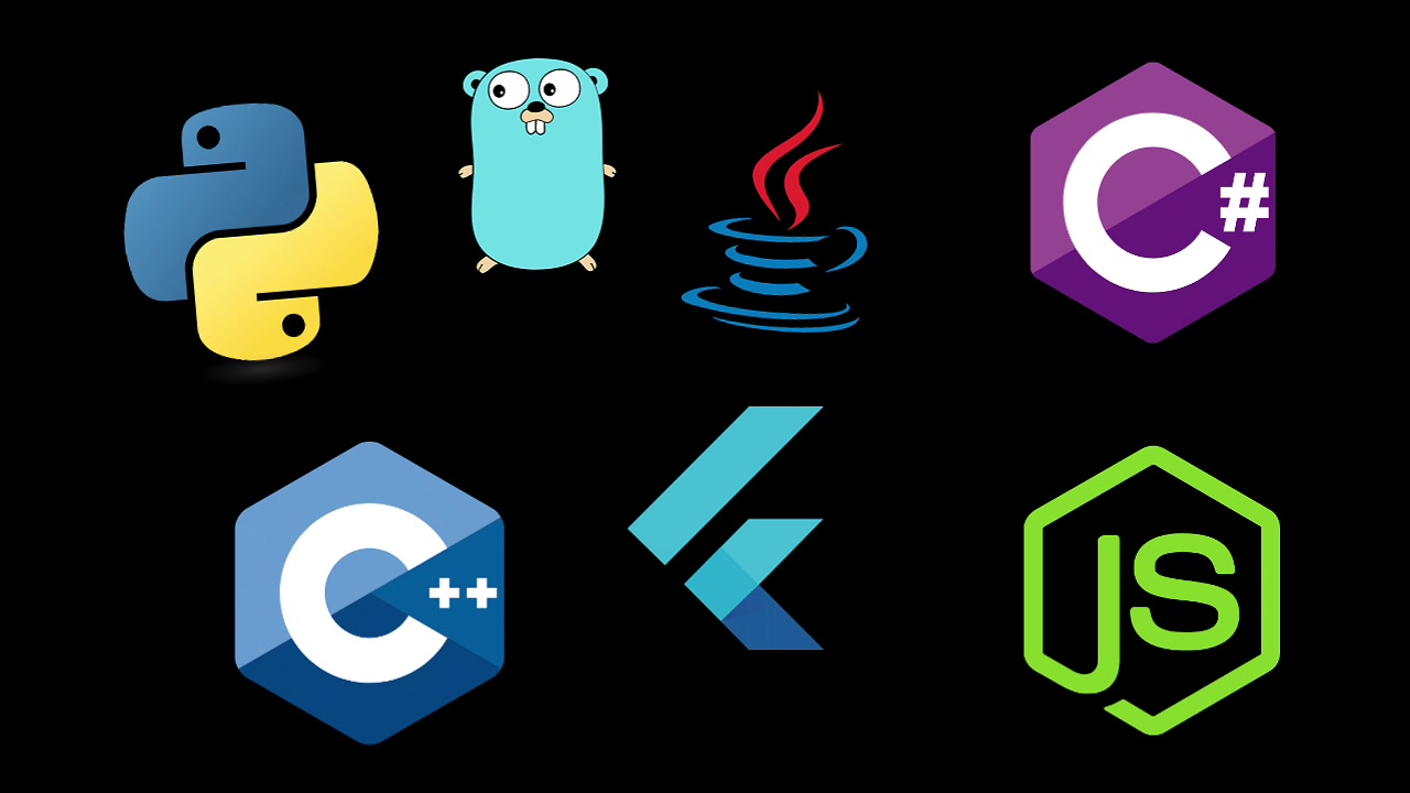 Logos for supported languages including Python, Go, Java, C#, C++, Flutter, and Node.js