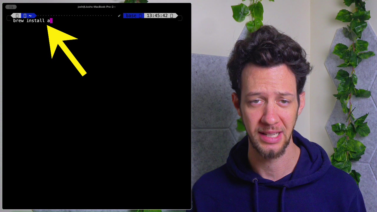 The `brew install apfel` command being executed in a clean terminal window, highlighting its simplicity.